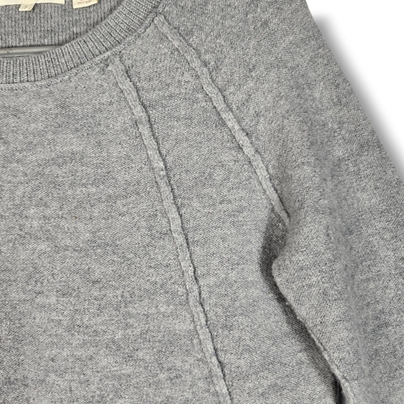 Inhabit Gray Crew Neck 100% Merino Wool Hi Low Hem Exposed Seams Size Small - Picture 9 of 15